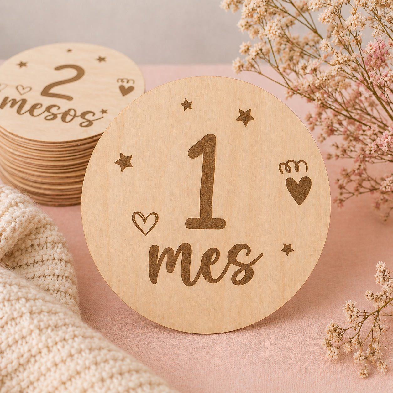 Plaques de Fusta Mesos Bebè Personalitzades ♡