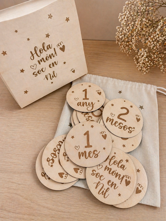 Plaques de Fusta Mesos Bebè Personalitzades ♡
